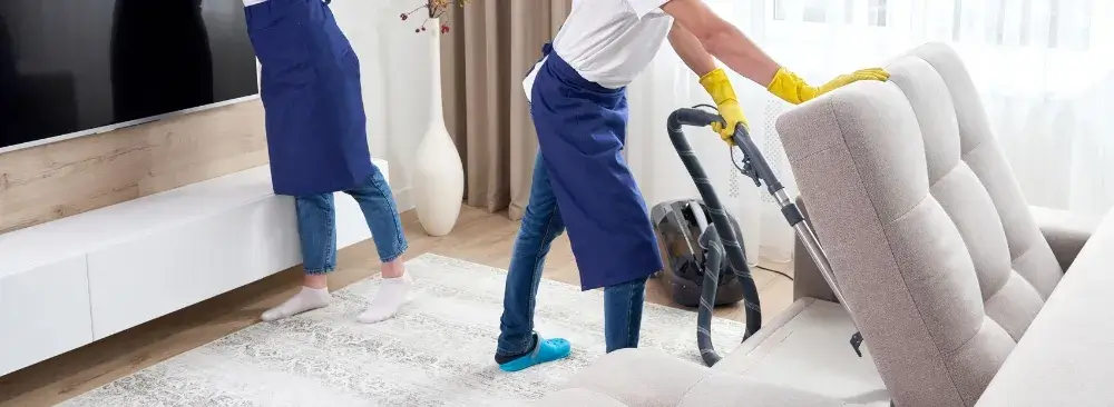 Living room vacuuming during one-time cleaning in Hartford, CT